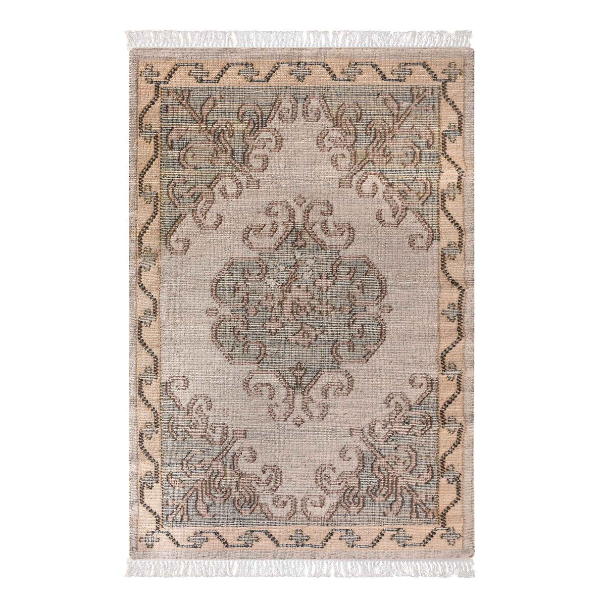 Monolith & Heart Shirley Punja Kelim Jute & Wool Rug, Grey & Multi