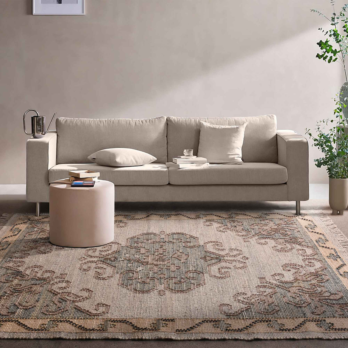 Monolith & Heart Shirley Punja Kelim Jute & Wool Rug, Grey & Multi