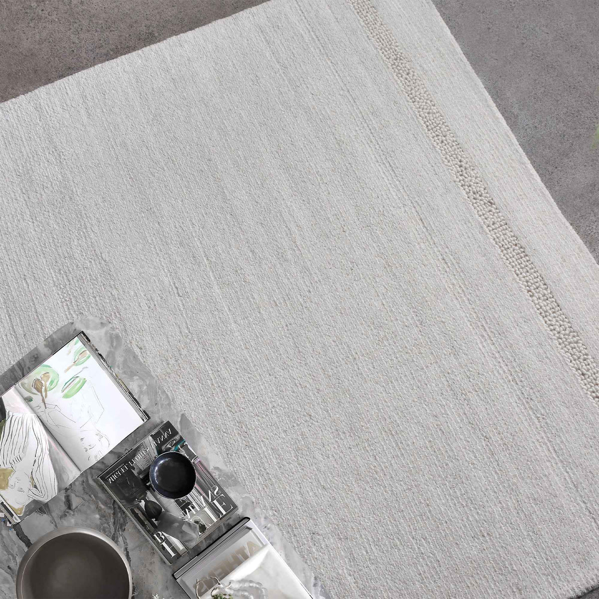 Monolith & Heart Simonds Hand-Woven Wool Rug, Natural White, Multiple Sizes