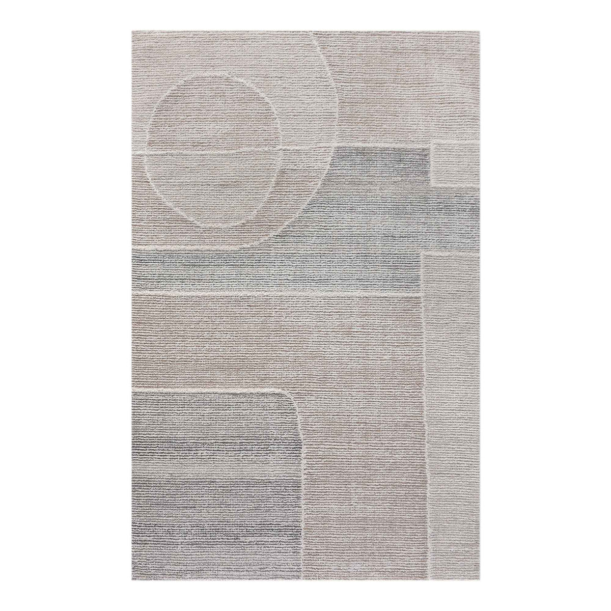 Monolith & Heart Simplon-II Hand-Woven Wool Rug in Beige/Grey, Multiple Sizes