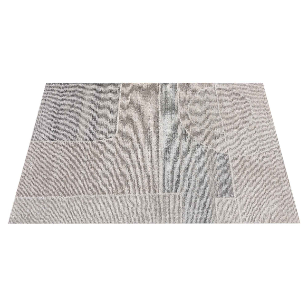 Monolith & Heart Simplon-II Hand-Woven Wool Rug in Beige/Grey, Multiple Sizes