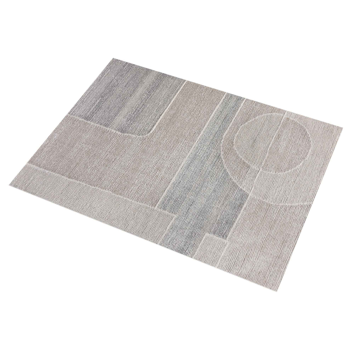 Monolith & Heart Simplon-II Hand-Woven Wool Rug in Beige/Grey, Multiple Sizes