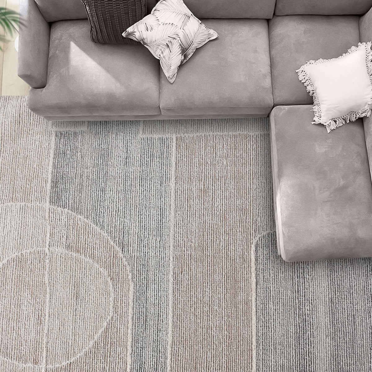 Monolith & Heart Simplon-II Hand-Woven Wool Rug in Beige/Grey, Multiple Sizes
