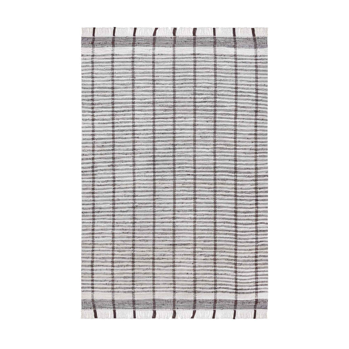 Monolith & Heart Smithfield Hand-Woven Cotton & Reclaimed Denim Rug, Ivory & Brown