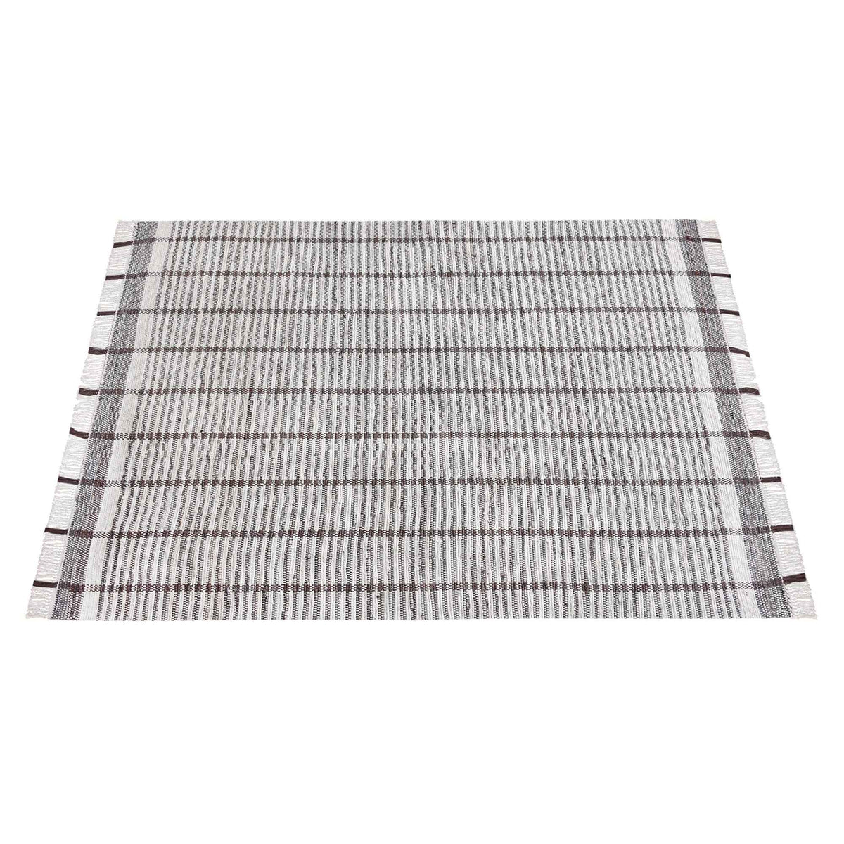 Monolith & Heart Smithfield Hand-Woven Cotton & Reclaimed Denim Rug, Ivory & Brown