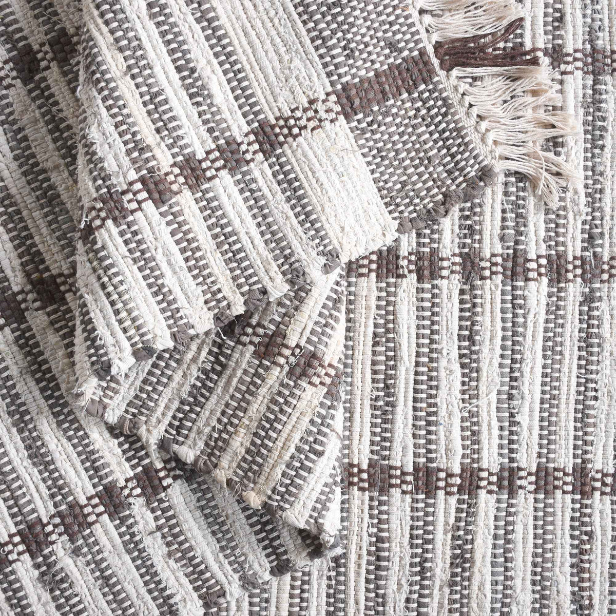 Monolith & Heart Smithfield Hand-Woven Cotton & Reclaimed Denim Rug, Ivory & Brown