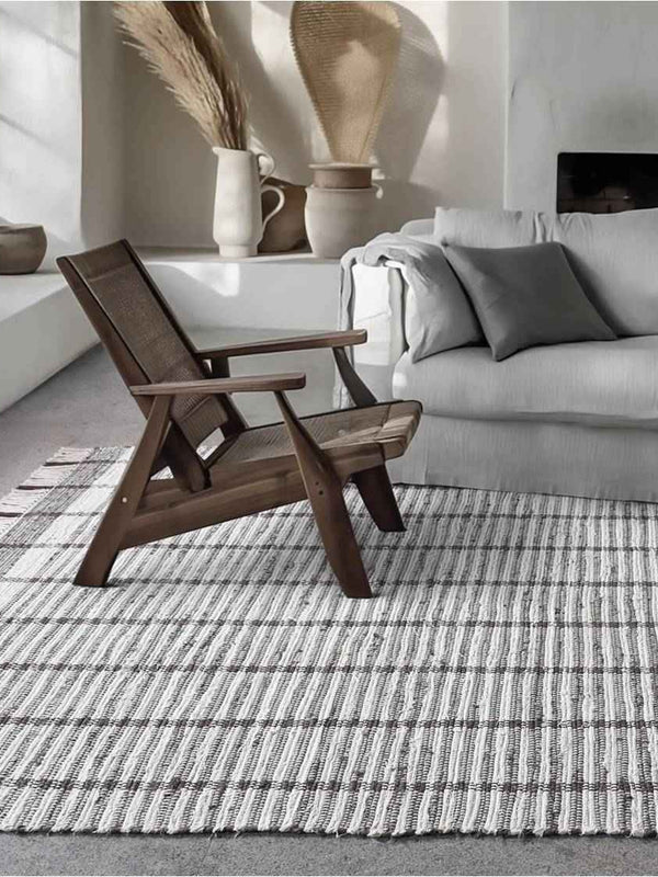 SMITHFIELD RUG - IVORY/BROWN - HAND WOVEN - COTTON DENIM