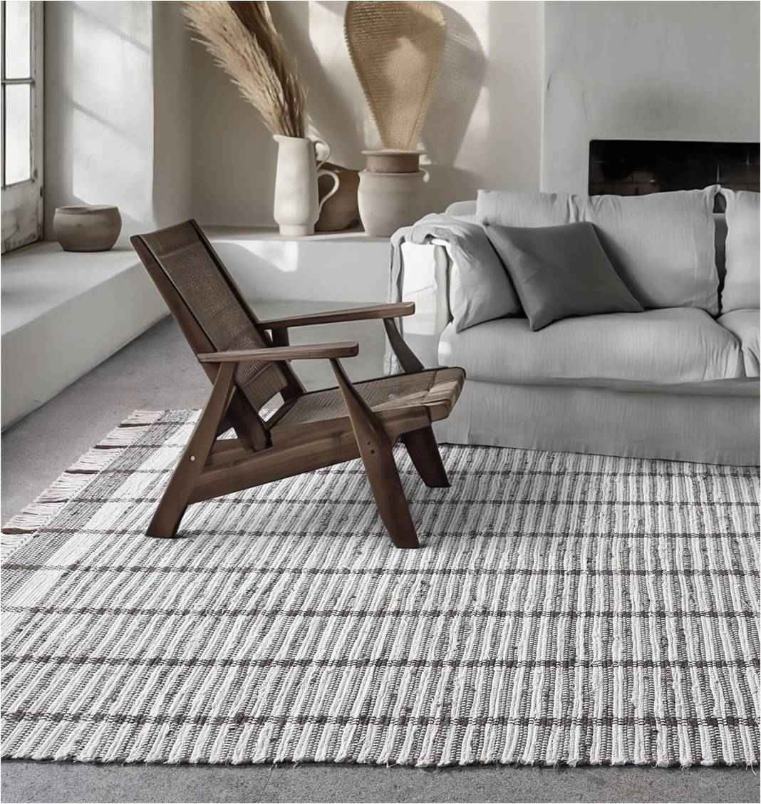 Monolith & Heart Smithfield Hand-Woven Cotton & Reclaimed Denim Rug, Ivory & Brown