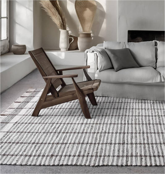 SMITHFIELD RUG - IVORY/BROWN - HAND WOVEN - COTTON DENIM
