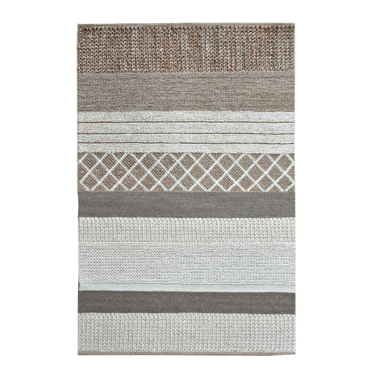 Monolith & Heart Solano Hand-Woven Hemp & Wool Rug, Charcoal & Natural White