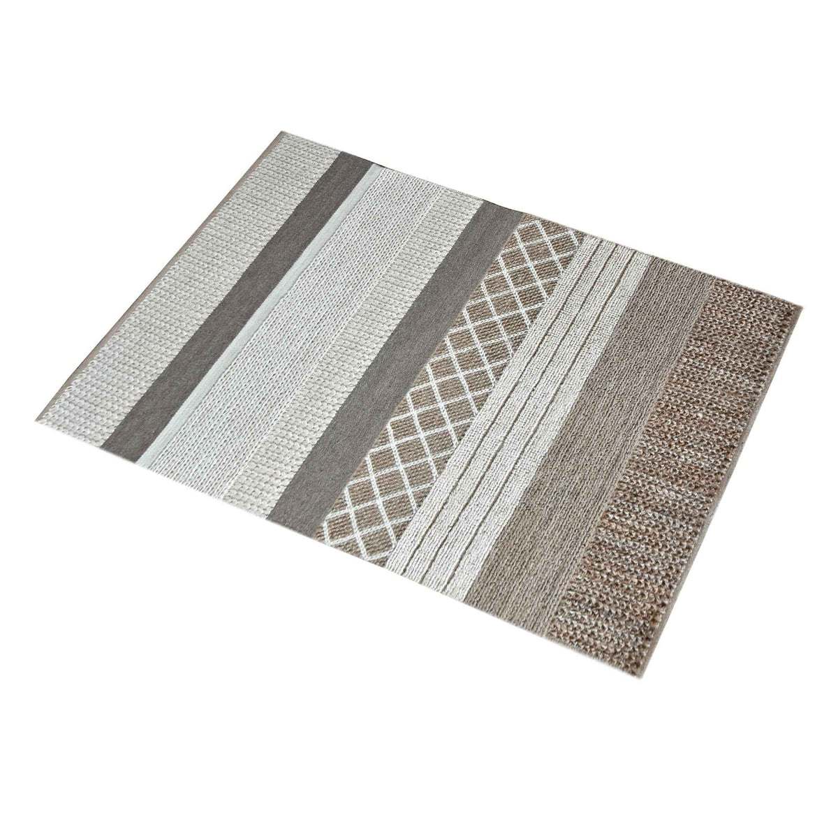 Monolith & Heart Solano Hand-Woven Hemp & Wool Rug, Charcoal & Natural White