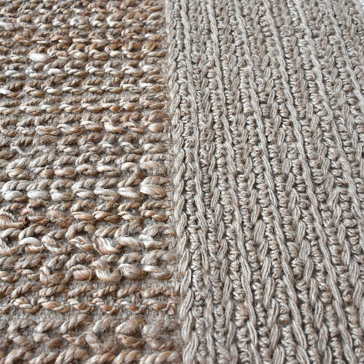 Monolith & Heart Solano Hand-Woven Hemp & Wool Rug, Charcoal & Natural White
