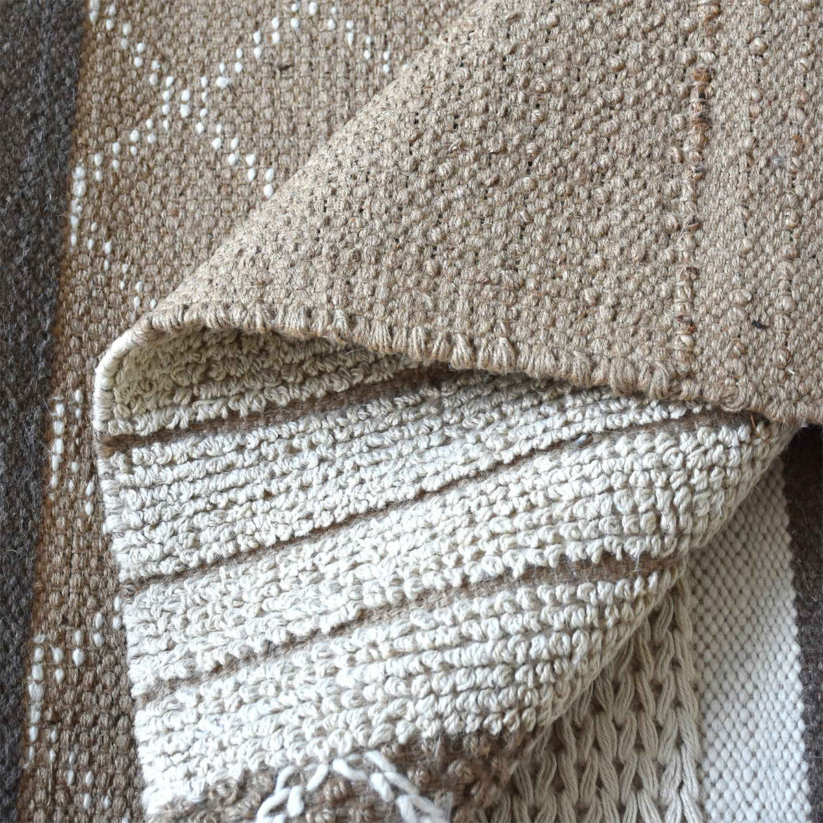Monolith & Heart Solano Hand-Woven Hemp & Wool Rug, Charcoal & Natural White