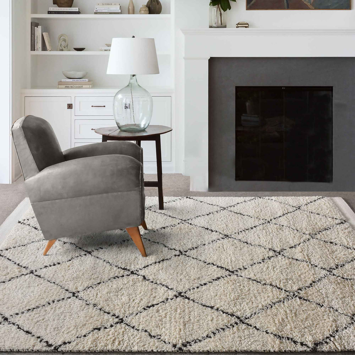 Monolith & Heart Sorton Hand-Woven Wool & Jute Rug, Ivory & Charcoal