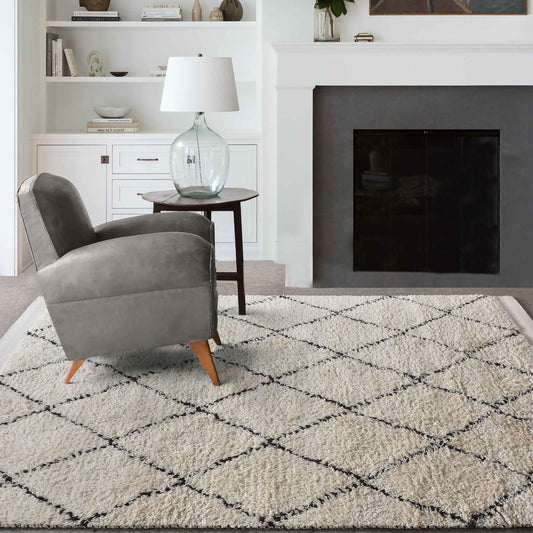 SORTON RUG - WOOL - IVORY/CHARCOAL - HANDWOVEN