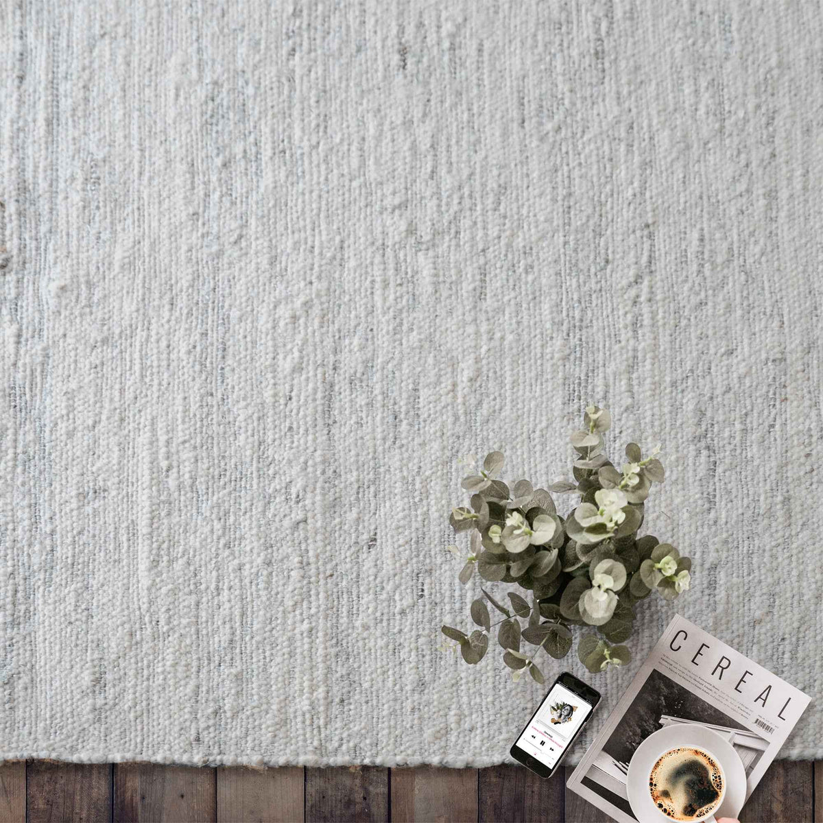 Monolith & Heart Sunland Hand-Woven Wool & Hemp Rug, Natural White & Grey