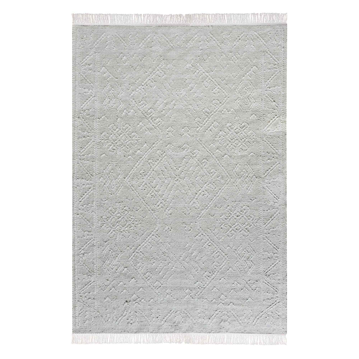 Monolith & Heart Taxila Punja Hand-Woven Hemp & Wool Rug, Natural White