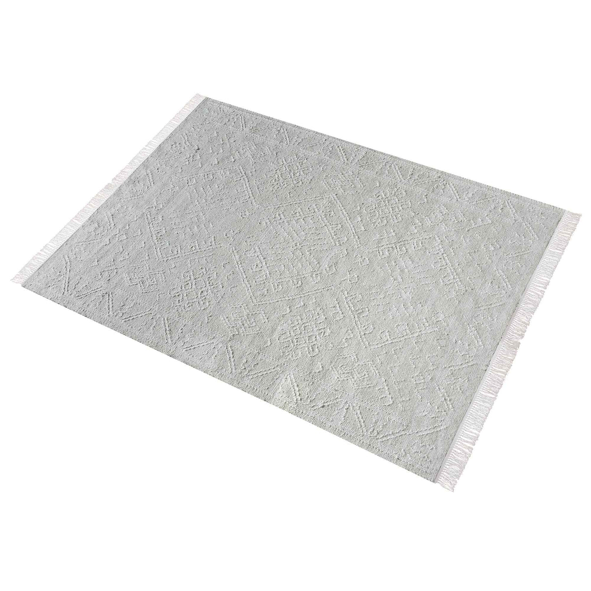 Monolith & Heart Taxila Punja Hand-Woven Hemp & Wool Rug, Natural White