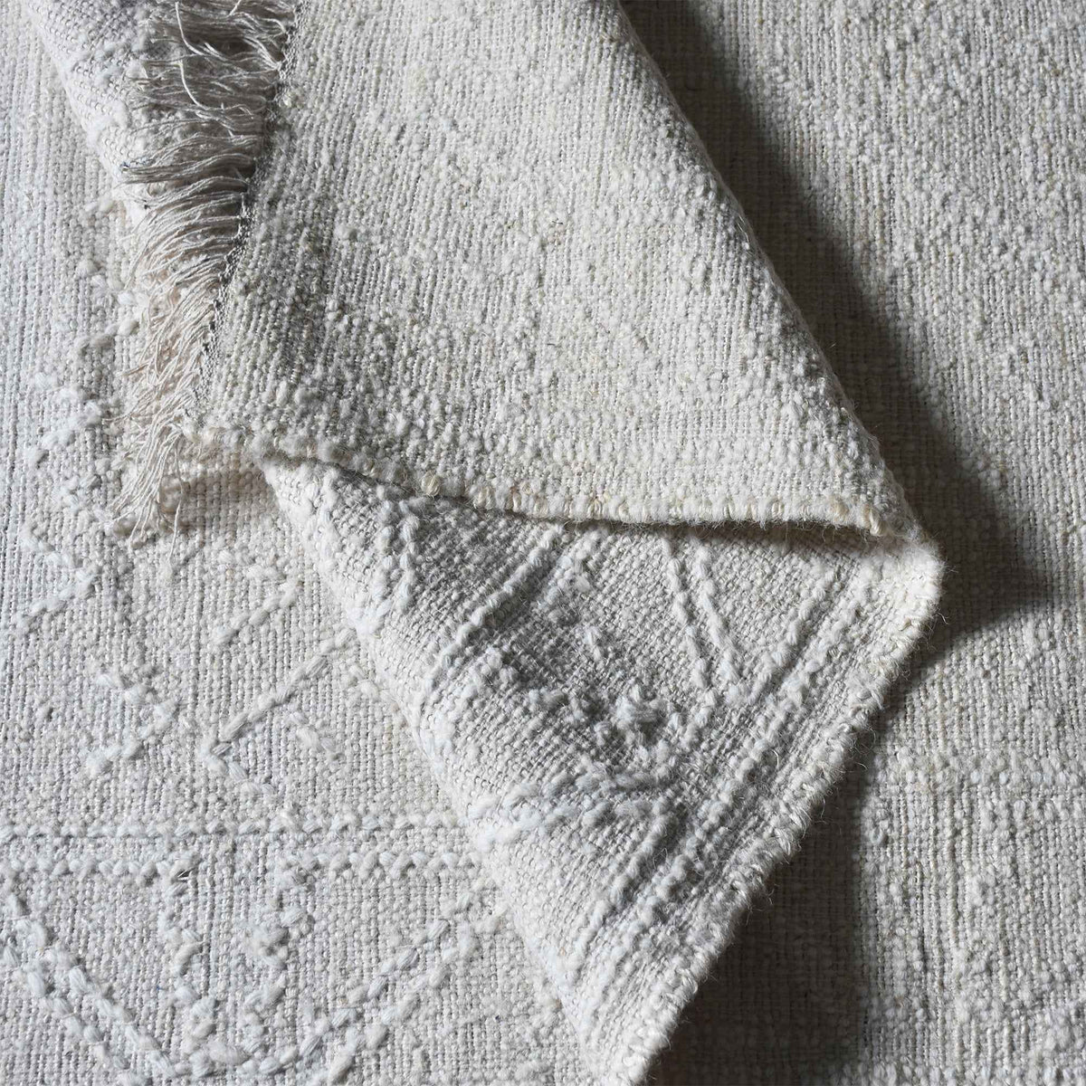Monolith & Heart Taxila Punja Hand-Woven Hemp & Wool Rug, Natural White