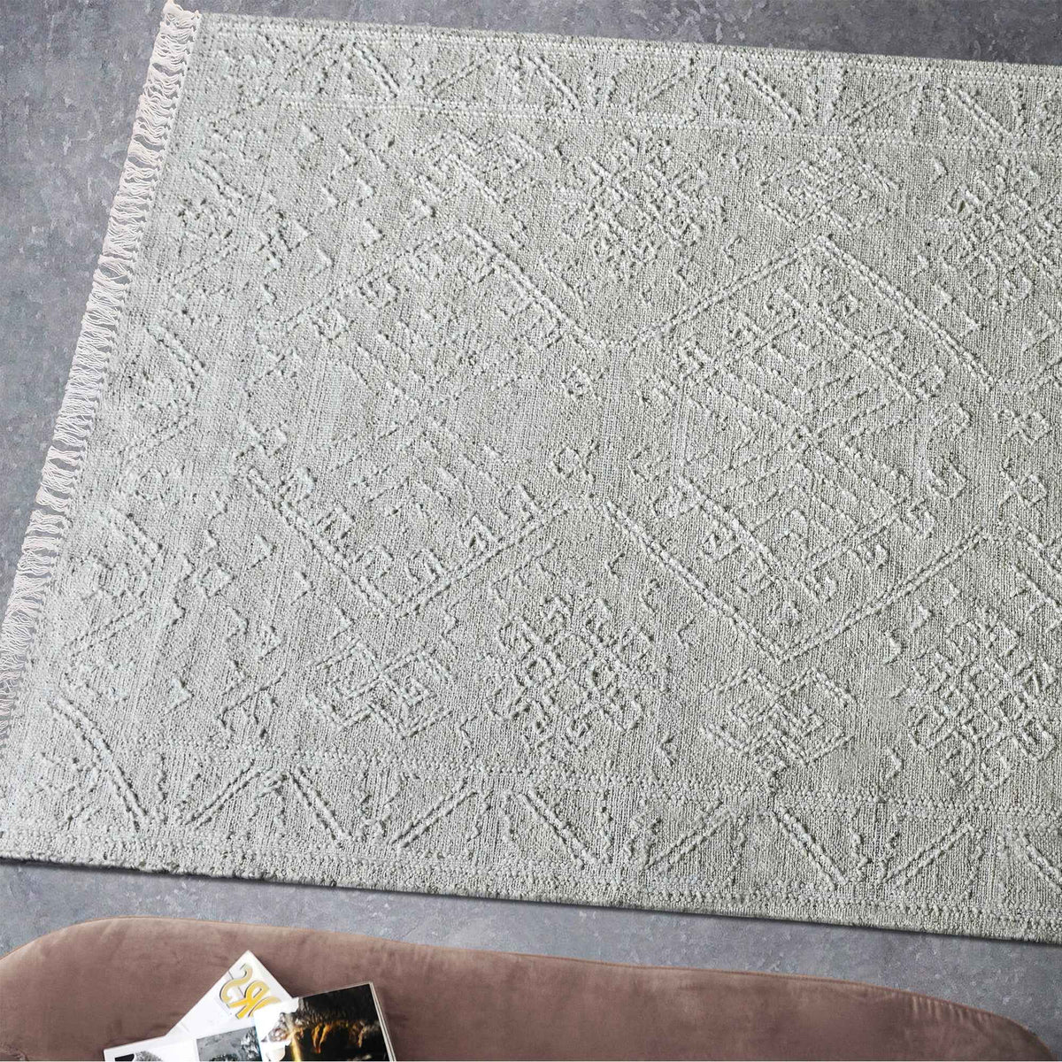 Monolith & Heart Taxila Punja Hand-Woven Hemp & Wool Rug, Natural White