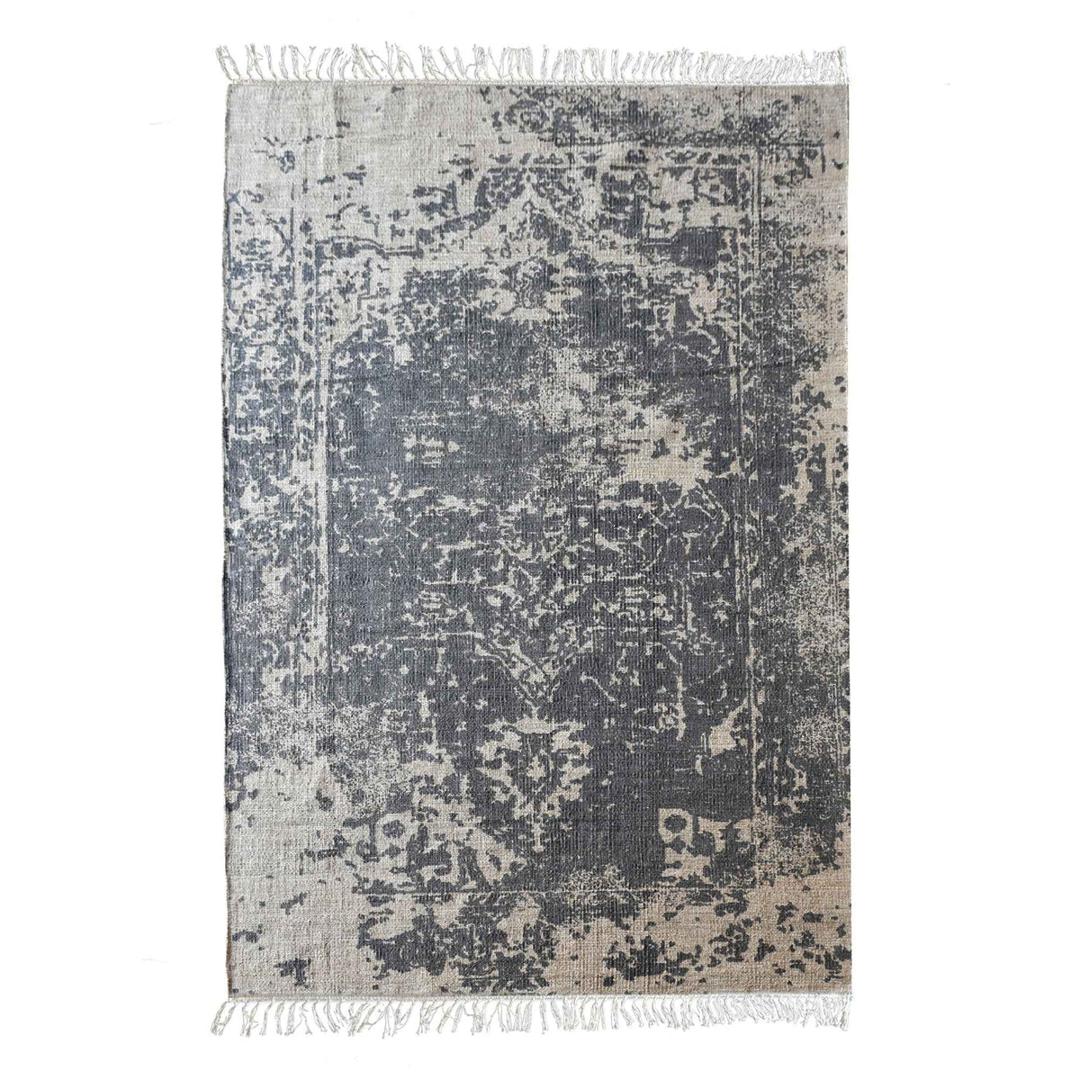 Monolith & Heart Tomsa Hand-Woven Printed Cotton & Jute Rug, Grey