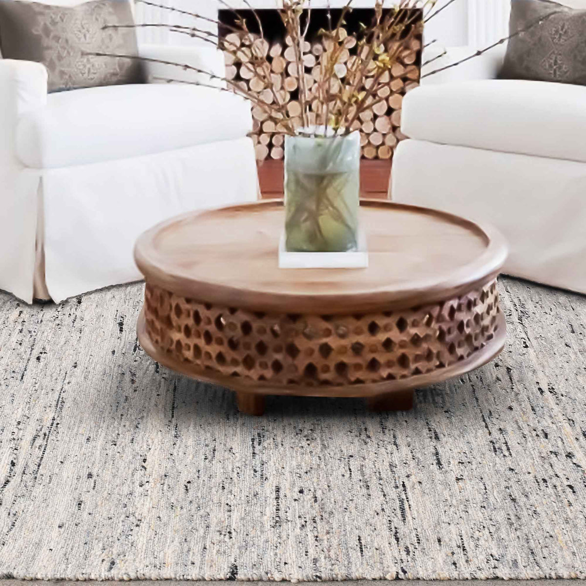 Monolith & Heart Thurles Hand-Woven Jute, Wool & Cotton Blend Rug, Grey & Natural