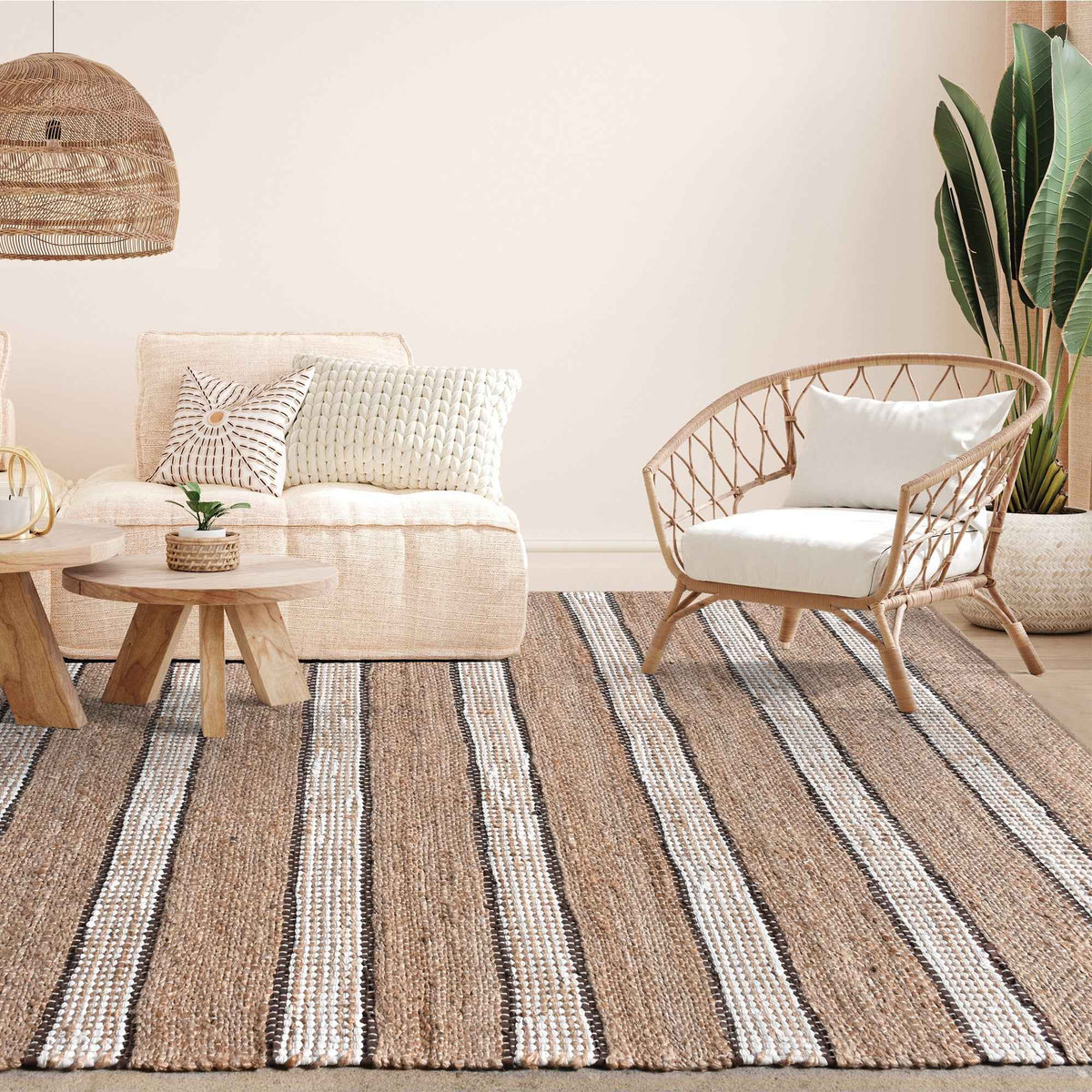 VINIUS RUG -  HEMP/ LEATHER/ POLYESTER