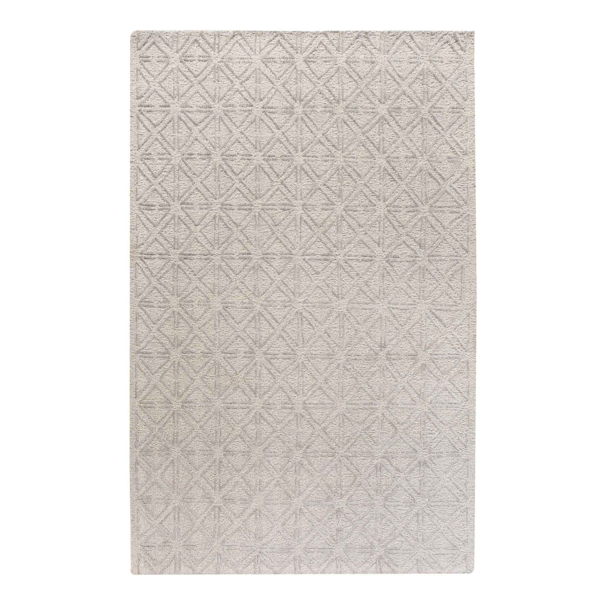 Monolith & Heart Wyatt Hand-Woven & Over-Tufted Wool & Viscose Rug, Natural White & Grey