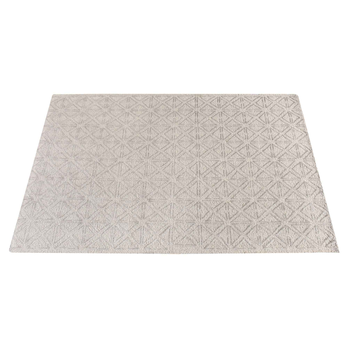 Monolith & Heart Wyatt Hand-Woven & Over-Tufted Wool & Viscose Rug, Natural White & Grey