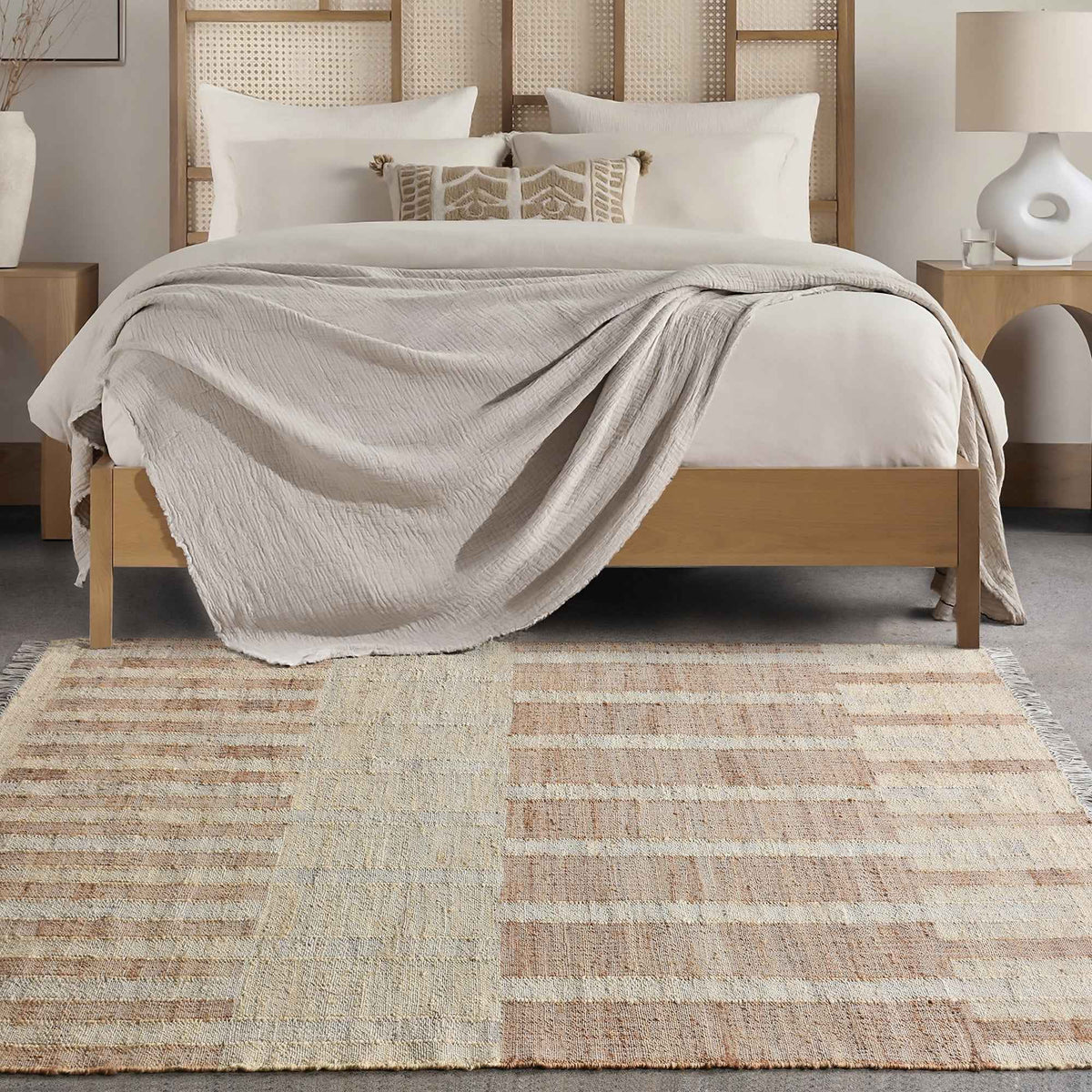 Monolith & Heart Belconnen Hand-Woven Jute & Wool Rug, Natural & Ivory
