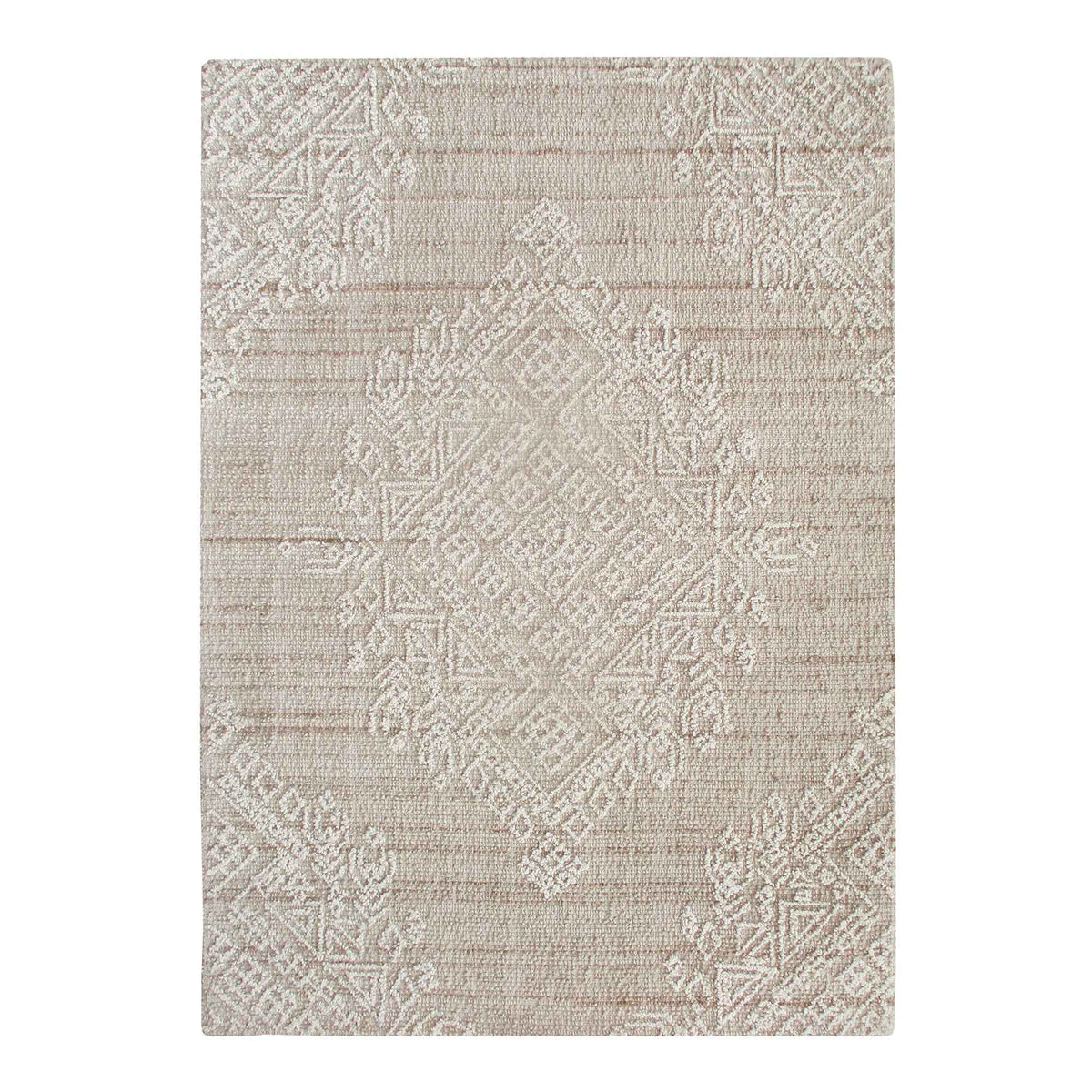 Monolith & Heart Bershad Hand-Woven & Over-Tufted Wool Rug, Natural White & Beige