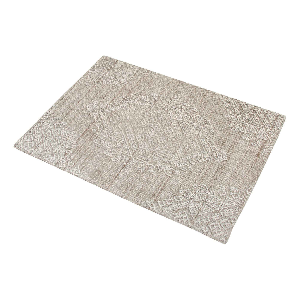 Monolith & Heart Bershad Hand-Woven & Over-Tufted Wool Rug, Natural White & Beige