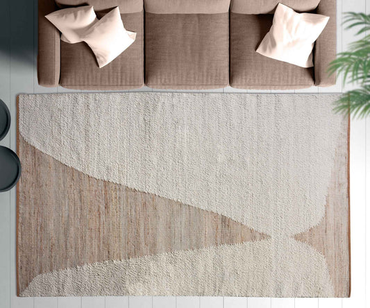 DOBREV-II RUG - IVORY/NATURAL - HAND WOVEN - WOOL/JUTE