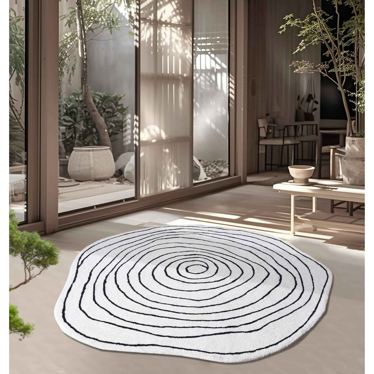 Monolith & Heart Melur Hand-Tufted Wool Rug, Ivory & Charcoal