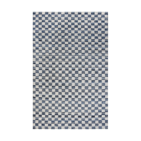 NICOLAVS RUG - IVORY/BLUE - HAND WOVEN - COTTON DENIM/WOOL