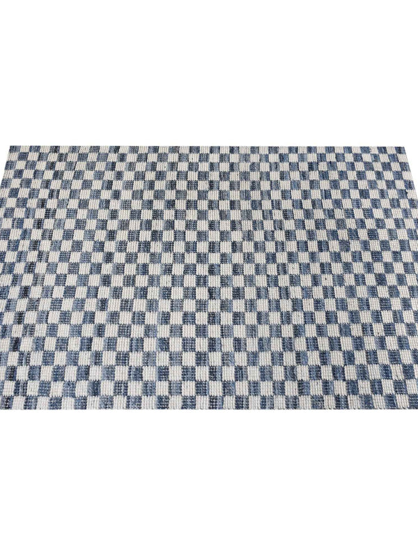 NICOLAVS RUG - IVORY/BLUE - HAND WOVEN - COTTON DENIM/WOOL