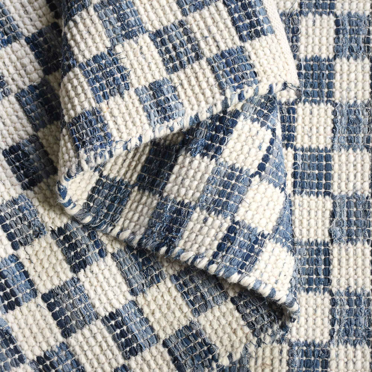 Monolith & Heart Nicolavs Hand-Woven Repurposed Denim & Wool Rug, Blue