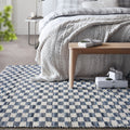 NICOLAVS RUG - IVORY/BLUE - HAND WOVEN - COTTON DENIM/WOOL
