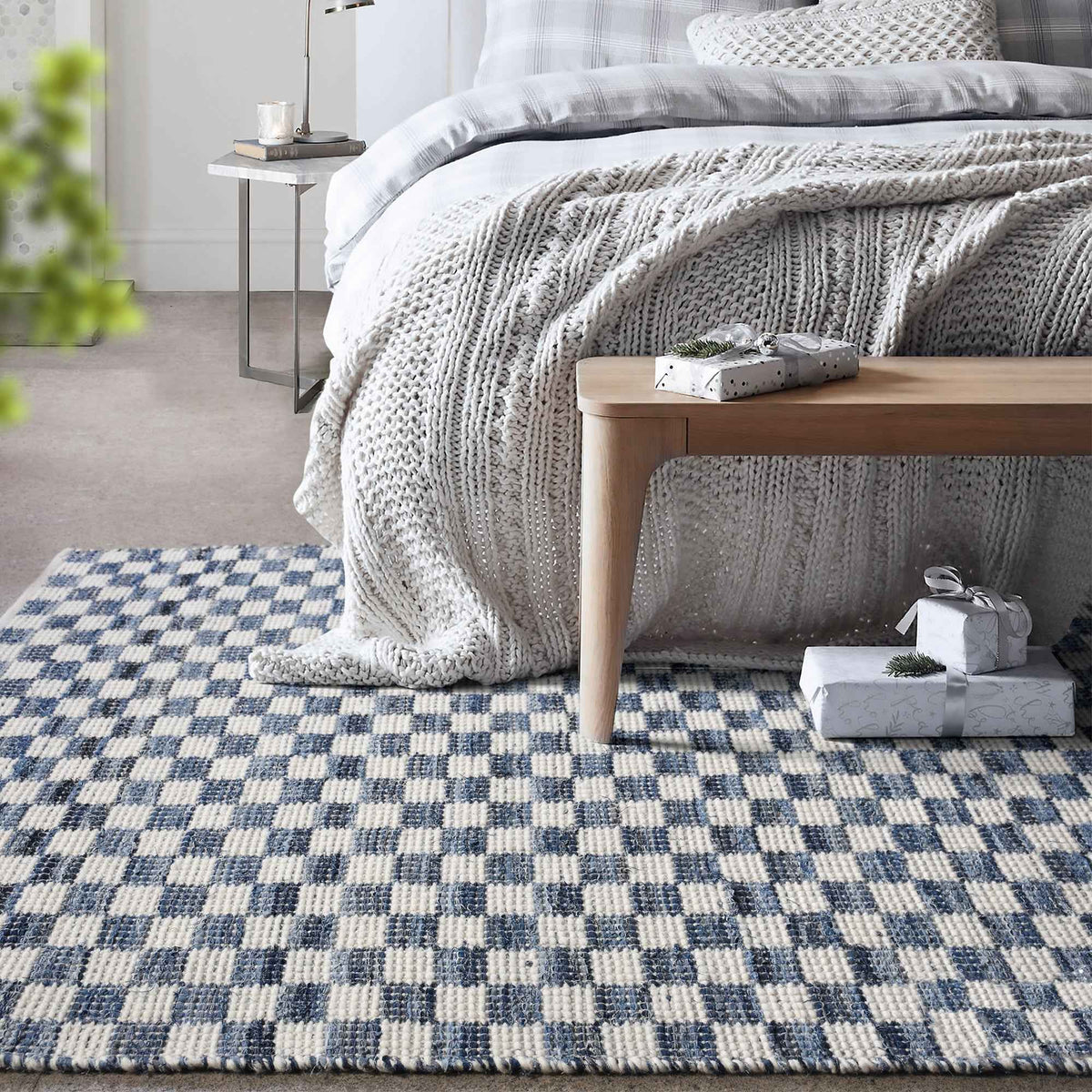 Monolith & Heart Nicolavs Hand-Woven Repurposed Denim & Wool Rug, Blue