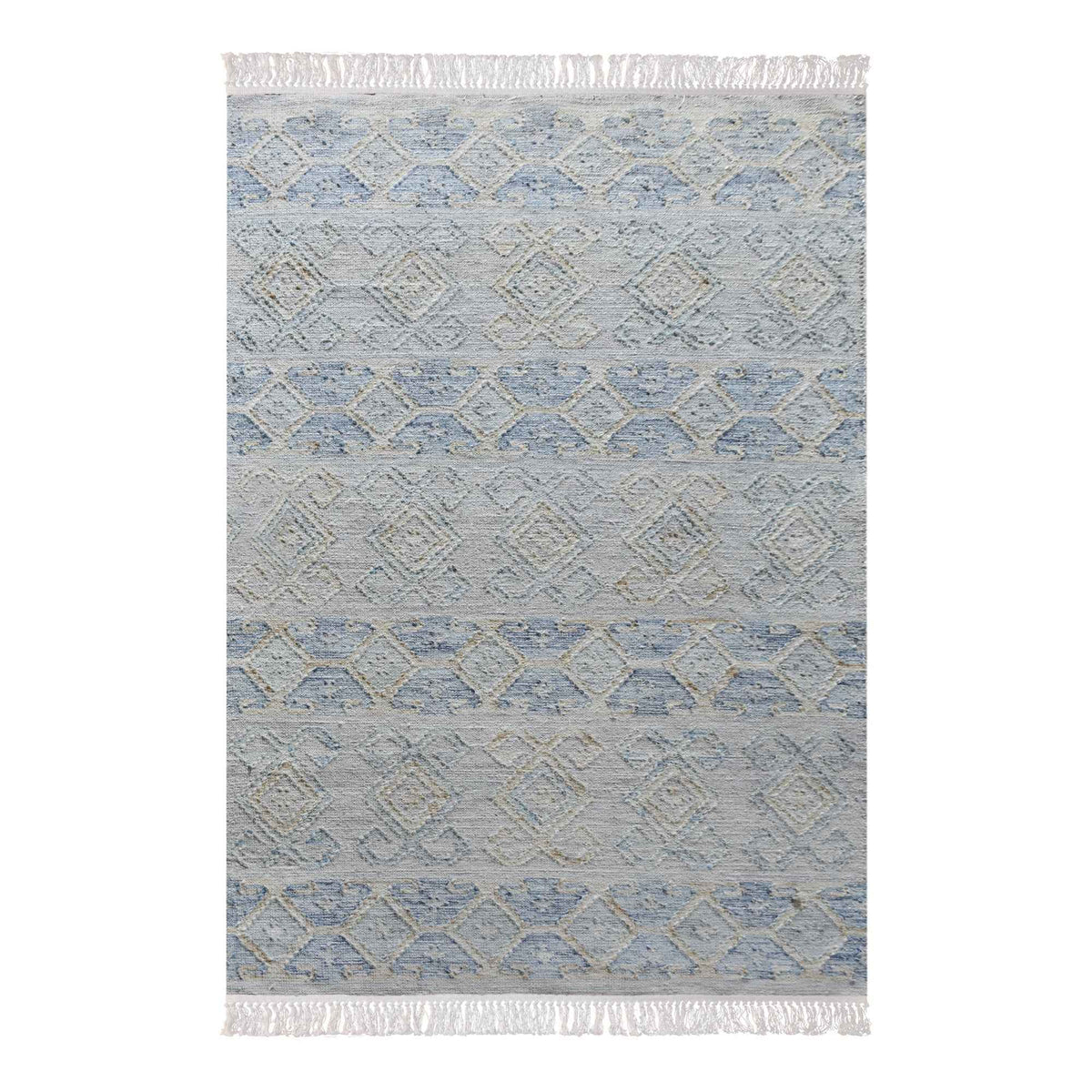 Monolith & Heart Pariso Hand-Woven Jute & Wool Rug, Beige & Blue