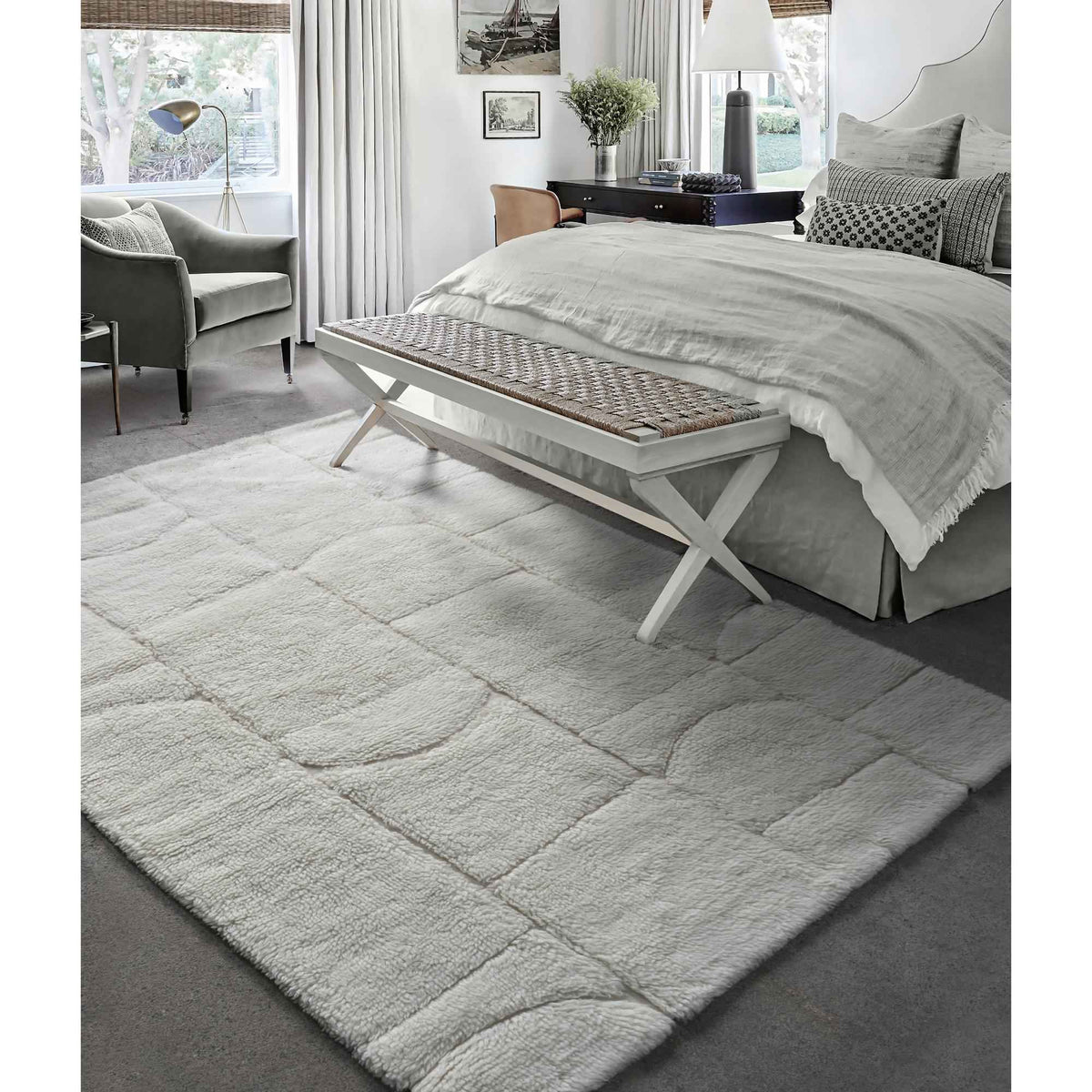 Monolith & Heart Syanno Table-Tufted New Zealand Wool Rug, Ivory