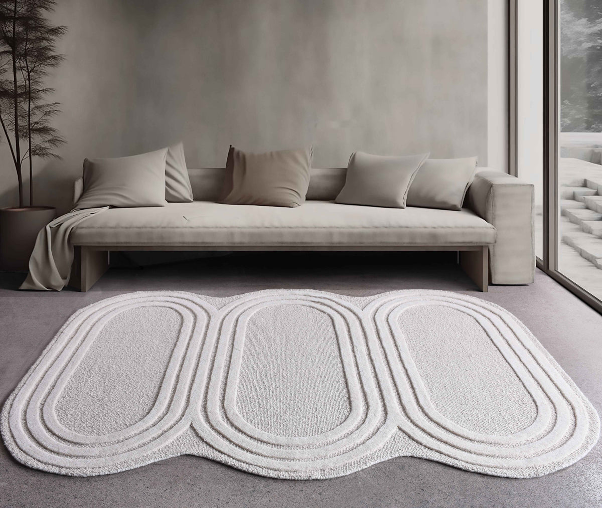 Monolith & Heart Taguai-II Hand-Woven & Over-Tufted Wool Rug, Ivory