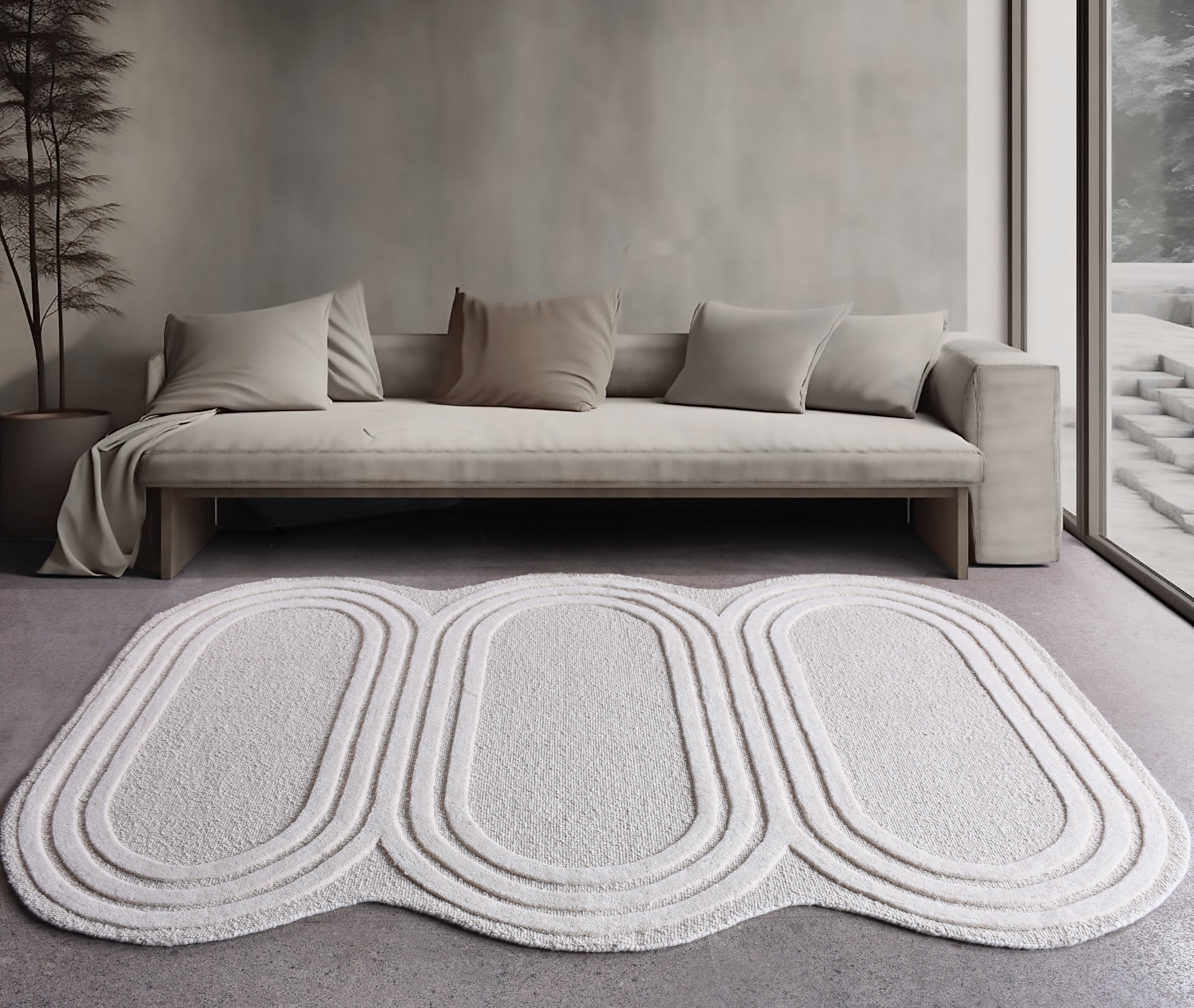 TAGUAI-II RUG - IVORY - HAND WOVEN, OVER TUFTED - WOOL