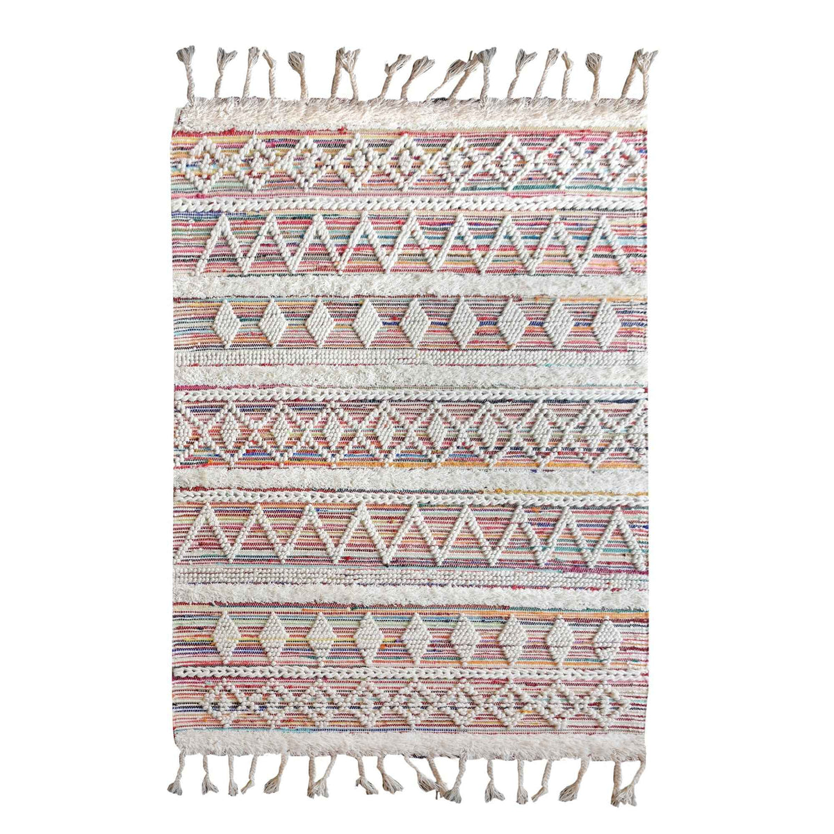 Monolith & Heart Timson Hand-Woven Wool & Recycled Fabric Rug, Natural White & Multi