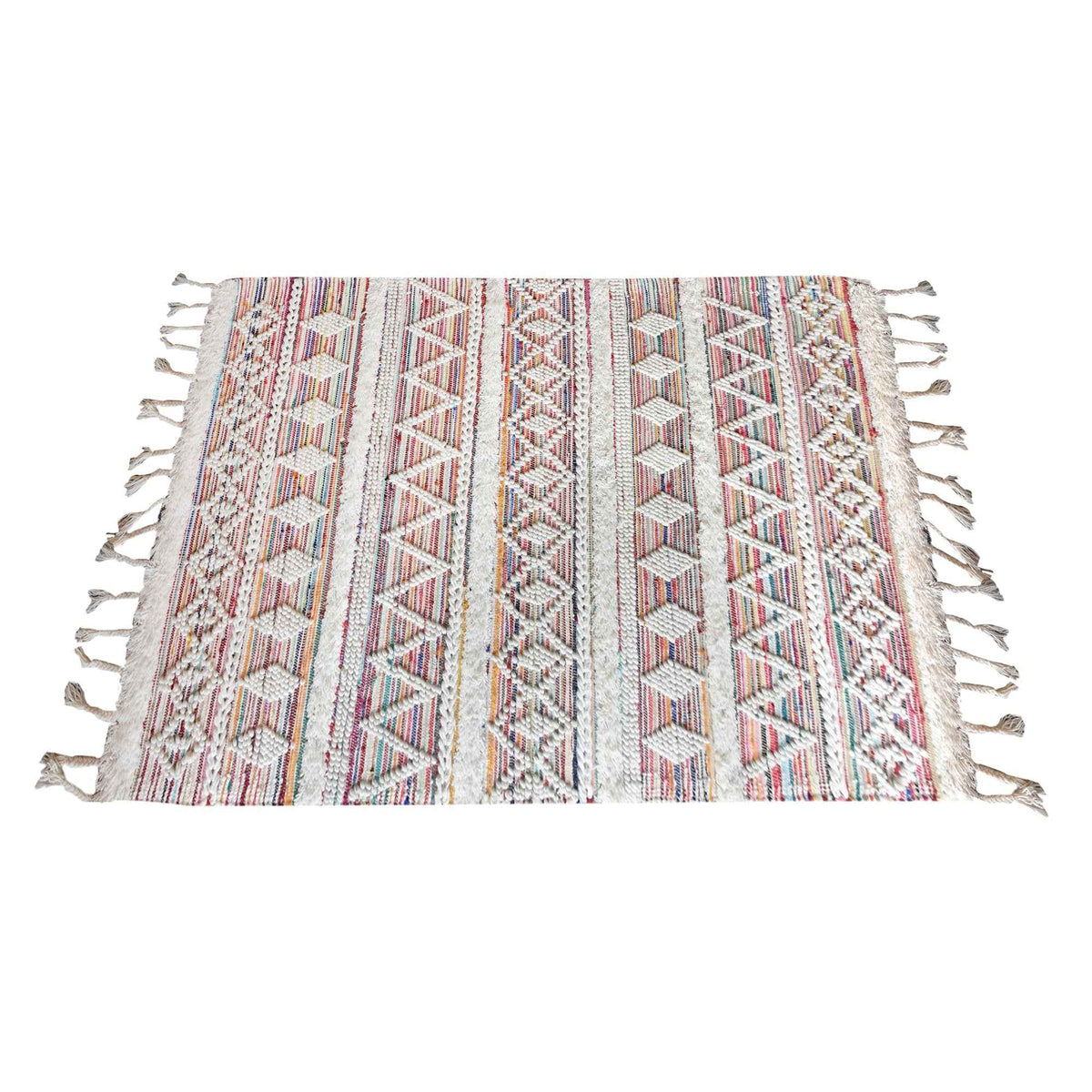Monolith & Heart Timson Hand-Woven Wool & Recycled Fabric Rug, Natural White & Multi