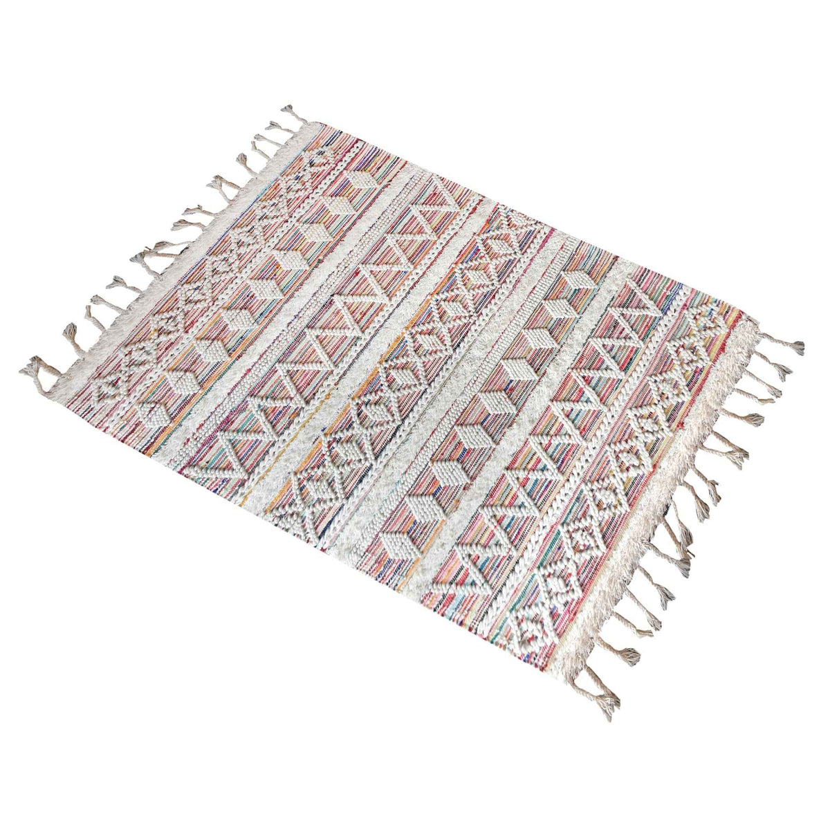 Monolith & Heart Timson Hand-Woven Wool & Recycled Fabric Rug, Natural White & Multi