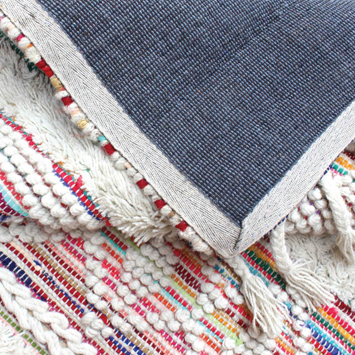 Monolith & Heart Timson Hand-Woven Wool & Recycled Fabric Rug, Natural White & Multi
