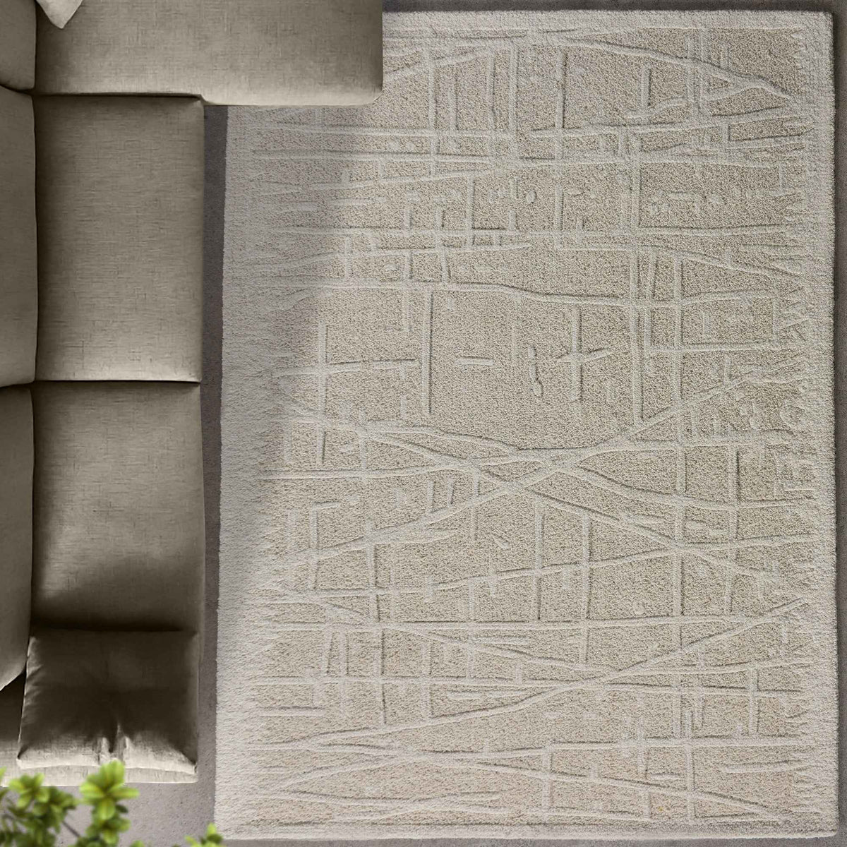 Monolith & Heart Vlasina Hand-Woven & Over-Tufted Wool Rug, Ivory