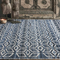 EIXAMPLE RUG - BLUE/IVORY - JACQUARD WOVEN - DENIM/WOOL