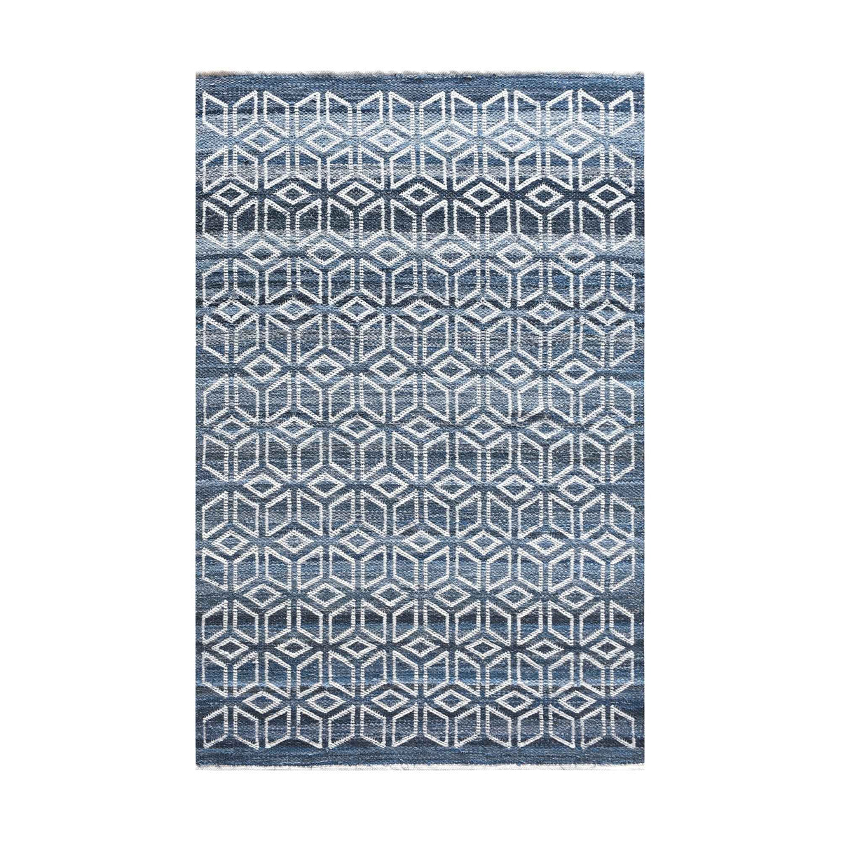 Monolith & Heart Eixample Jacquard-Woven Recycled Denim & Wool Rug, Blue